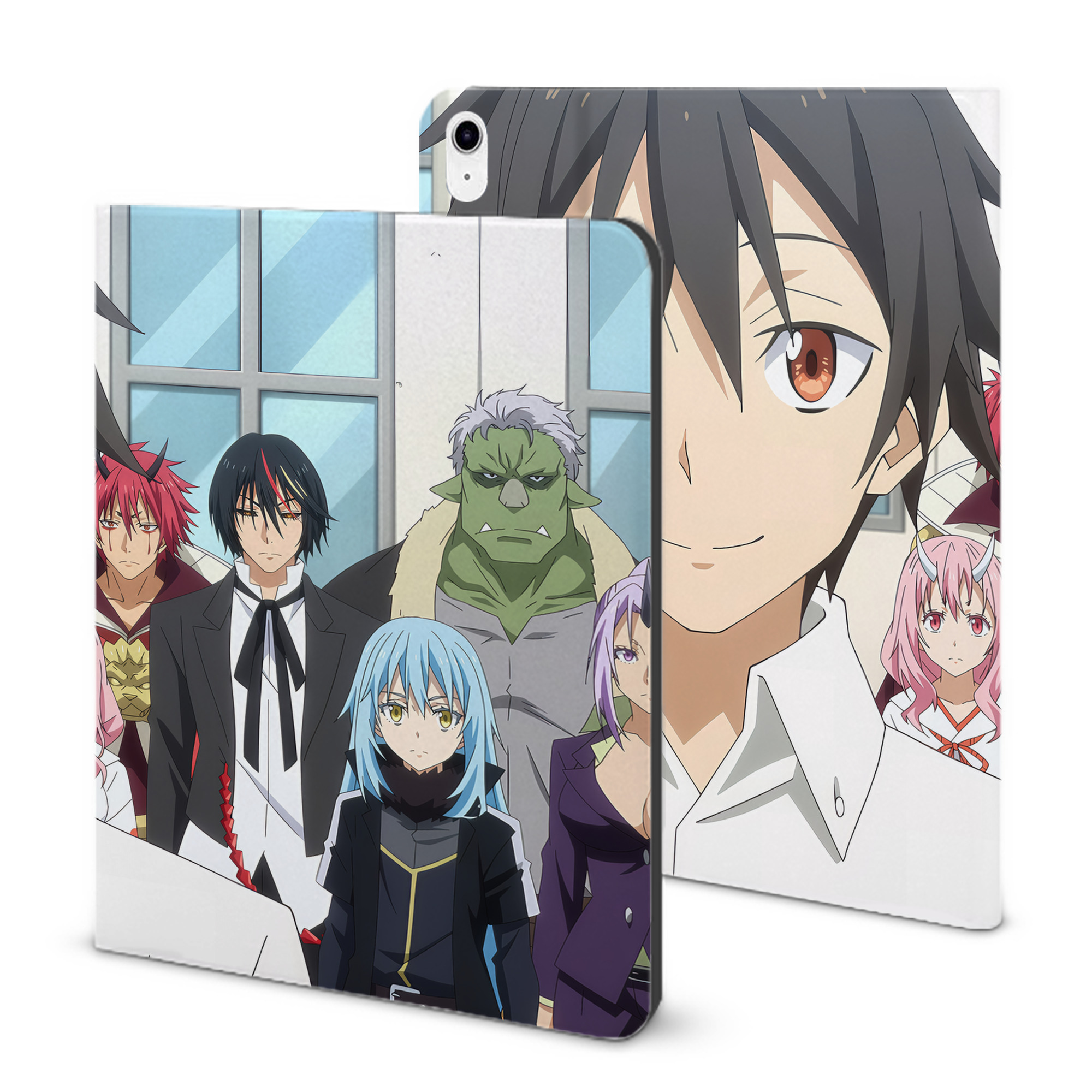 （画像用） 転スラ Regarding Reincarnated to Slime IPad ケース ブック型 PUレザー TPU 耐衝撃 軽量 薄型 ペン収納なし 全面保護 IPad 各モデル対応